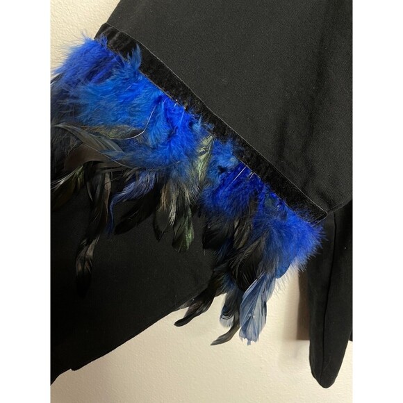 Zara Trafaluc Small Feather-Accent Sweater Black Blue  Oversized Balloon Sleeve - Picture 12 of 16